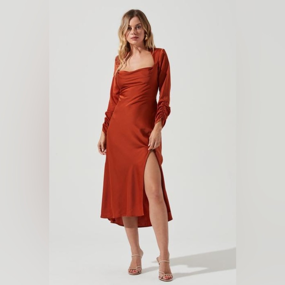 Satin midi dress. ASTR the label